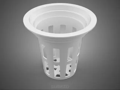 NET POT BASKET MESH BUCKET CUP ROOT PLANT SOIL LESS CULTIVATION 3D model