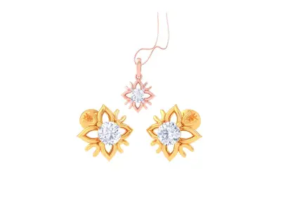 Solitaire Super Light Weight Earring Pendant Set 3D print model
