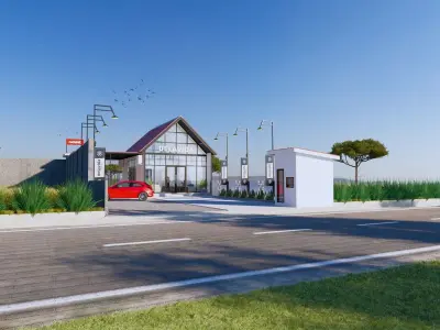 Coffee Shop Design Full Interior Modern Natural 3D model