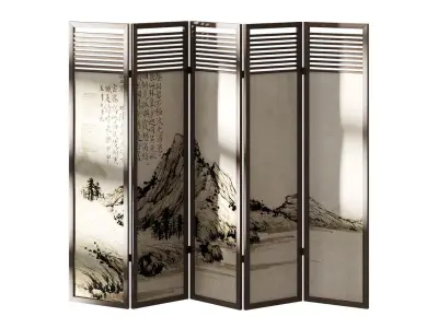 Chinese style screen 3D model