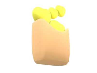 Heart French Fries Packaging Icon v1 005 Low-poly 3D model
