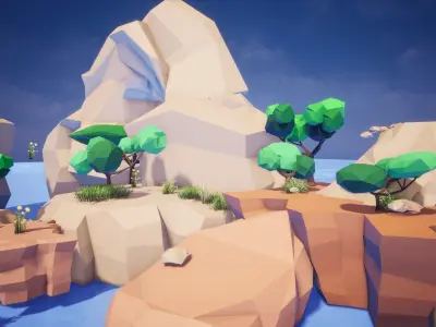 Cartoon Rocks Mobile for UNREAL Low-poly 3D model