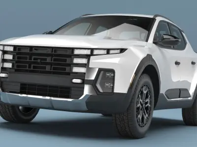  Crew Cab Vehicle Utility Pickup White Open Bed Simplified 