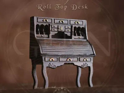 VINTAGE ROLL TOP DESK - VICTORIAN ANTIQUE 3D print model