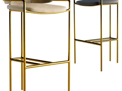 WEST ELM Lenox Velvet Bar Counter Stools 3D model