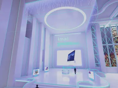 Futuristic Exhibition Interior Sci Fi Hall 3D model 3D model