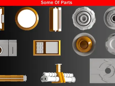100 Scifi Interior Environment Parts Plus  Alphas Vol 1 Low-poly 3D model