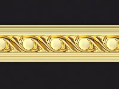 baguette gold decorative border 3D model
