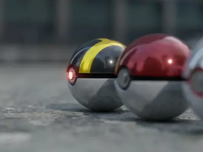 Realistic pokeball - Pokemon Low-poly 3D model