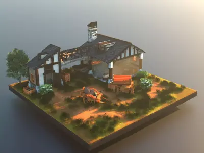 Smithy forge blacksmith workshop Low-poly 3D model
