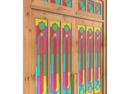 Doors with stained glass door 3D model