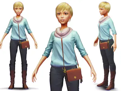Young Woman - Smart Casual Clothes - Chic Street Style Outfit -H 3D model