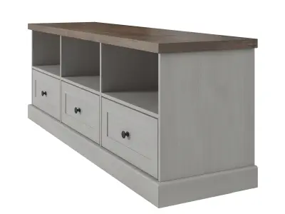 TV Cabinet Table model in colonial style with glass doors Low-poly 3D model