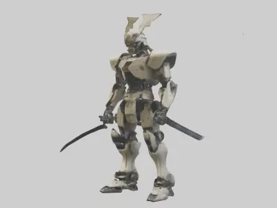 Robot version of a samurai model Low-poly 3D model