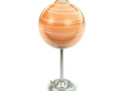 Orange Ball Shaped Lamp With White Stripes 3D model