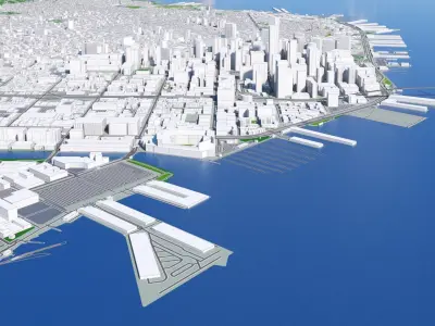 San Francisco City And Surroundings Low Poly 3d model Map Low-poly 3D model