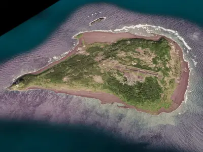 Iwo jima island 3d model terrain Low-poly 3D model