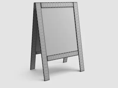 Board wooden easel with chalkboard 3D model