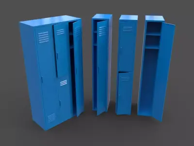 PBR School Gym Locker 04 - Blue Light Low-poly 3D model