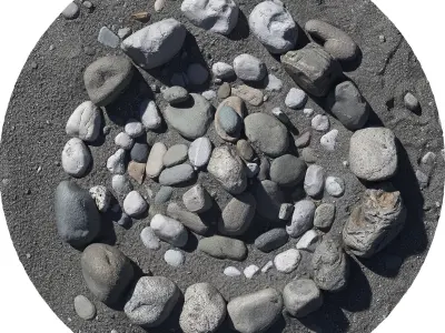 Stacked stones on the ground Low-poly 3D model