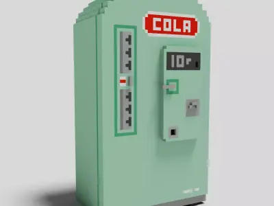 Voxel Vintage Retro 1950s Cola Vending Machine Low-poly 3D model