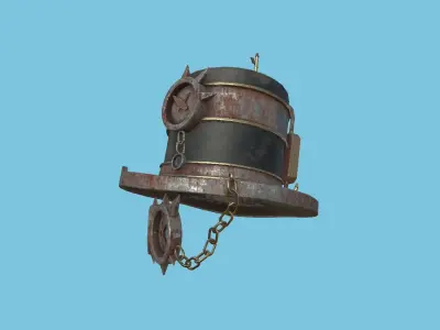 Steampunk Hat 04 Destroyed Rust - SciFi Character Design Low-poly 3D model