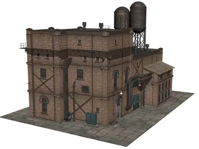 old industrial building  Low-poly 3D model