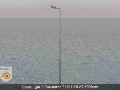 Street Light 5 Galvanized F1 M1 K0 A2 6000mm  Low-poly 3D model