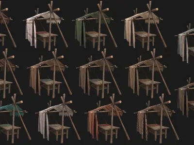 Market Stalls Tent Pack Low-poly 3D model