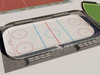 Modular sports field Low-poly 3D model