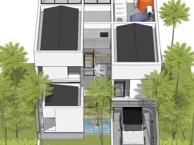 Modern Minimalist White House 3D Model Contemporary Design 3D model