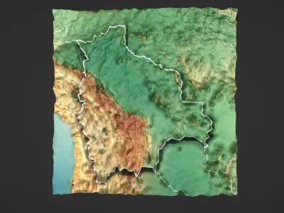 Bolivia Map Topography Low-poly 3D model