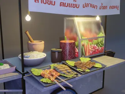 Street food Papaya salad 3D model