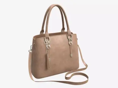 Women summer shoulder bag light brown 3D model