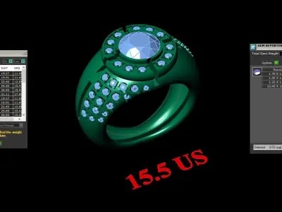 Light Gold Diamond Men Ring 2MR056 3D model