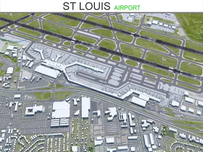 St Louis Lambert Airport 15km Low-poly 3D model