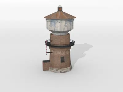 Old railway water tower Low-poly 3D model