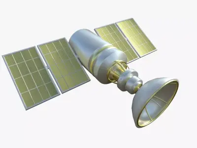 Satellite D02 Gold - SciFi Space Design Low-poly 3D model