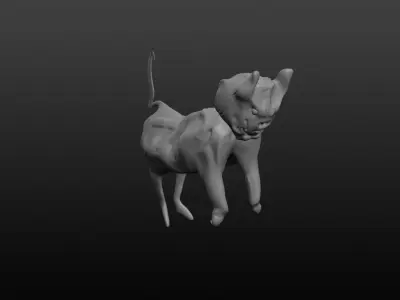 Dragon cat flying in air Low-poly 3D model