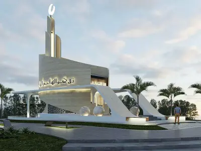 mosque swimming pool plan 3D model