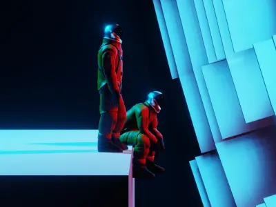 Sci-Fi Scene - made in Blender Low-poly 3D model