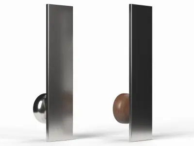 Tumalo Nickel with Walnut Knob Exterior Door Hardware 3D model