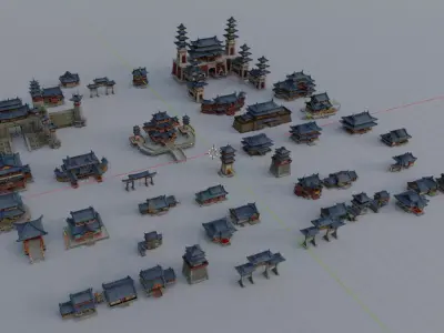Ancient Chinese architecture Low-poly 3D model by lvcan