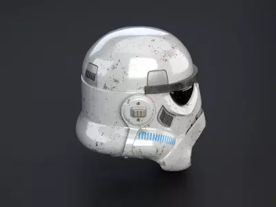 Stormtrooper White Damaged Helmet Low-poly 3D model