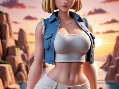 Android Number 18 DBZ super detailed high quality for resin  3D print model