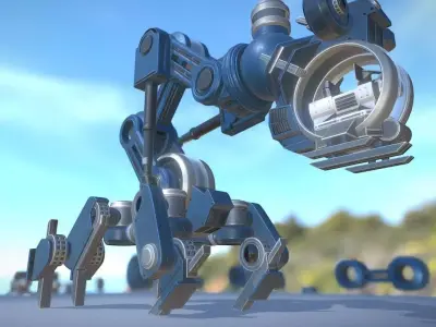 The Walking Mech Neck Blue Version Low-poly 3D model