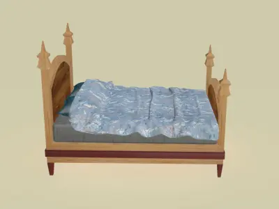 Wooden classical sleeping bed 3D model