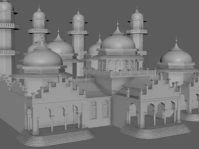 Baiturrahman Grand Mosque Indonesia 3D Model FBX Textured Low-poly 3D model