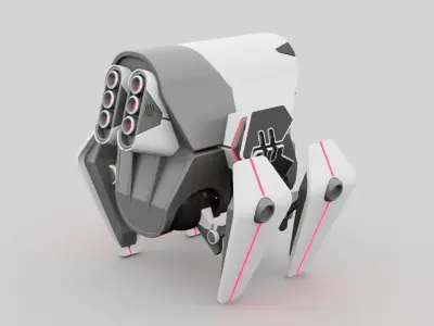 Spider robot rigged - animated character 3D model