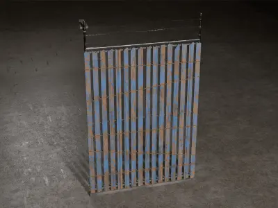 Wooden - Metal Fence Low-poly 3D model